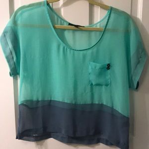 Sheer colorblocked blouse